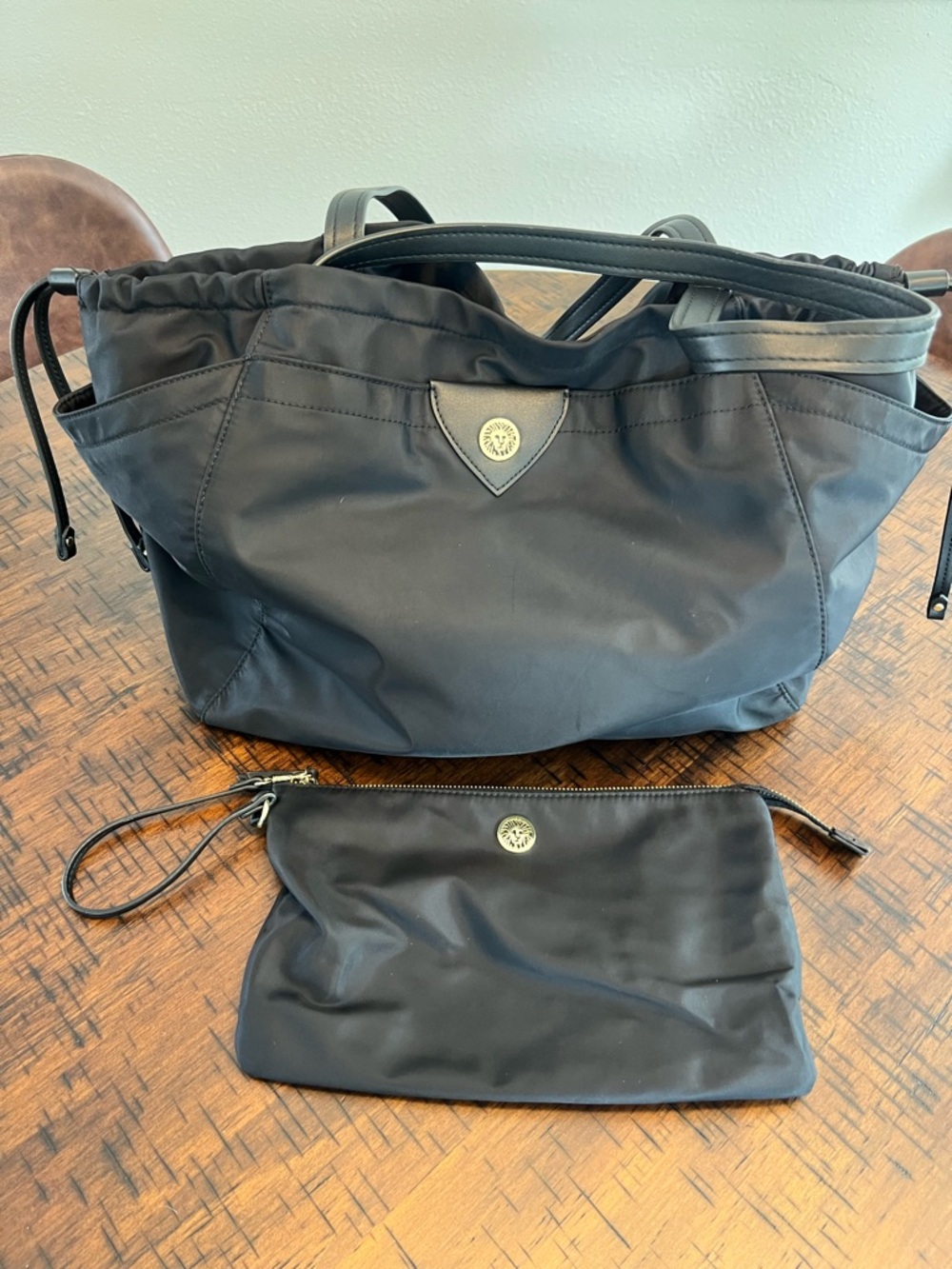 Anne Klein Black Nylon Tote with Matching Wristlet